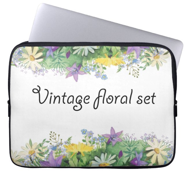  bloemenset laptop sleeve (Voorkant)