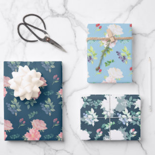 Bloemenset van 3 inpakpapier vel