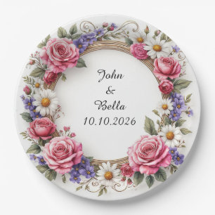 Bloemensier decoratieve krans papieren bordje