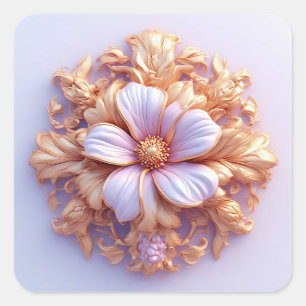 Bloemensier Gouden Luxe Sierad Geschenk Vierkante Sticker