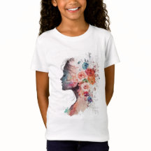 Bloemensilhouet vrouw T-Shirt