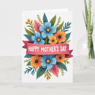 Bloemensjerpkaart met lint kaart