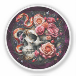 Bloemenslang met schedel Sticker. Sticker