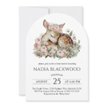 Bloemenslapende babyhert watercolor baby shower