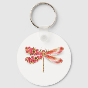 Bloemenslibel met juwelen sakura sleutelhanger