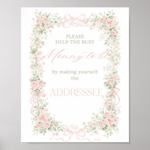 Bloemenslinger Baby in Bloom Meisje Baby Shower Ad Poster