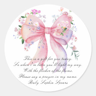 Bloemenslinger baby shower - Gebedskaarslabel Ronde Sticker