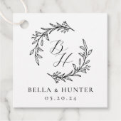 Bloemenslinger Bruiloft Initiaal Monogram Bedankjes Labels (Voorkant)