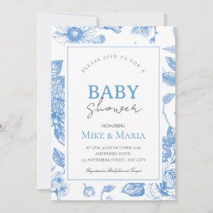 Bloemenslinger jongens babyshower uitnodiging