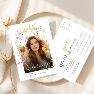 Bloemenslinger Moderne Foto Afstudeeraankondiging Briefkaart