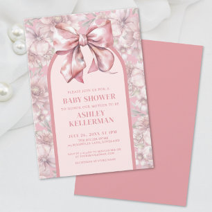 Bloemenslinger Roze Meisje Baby Shower Uitnodiging