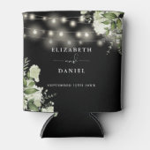 Bloemenslingerlampjes Zwart-Wit Bruiloft Blikjeskoeler (Voorkant)