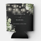 Bloemenslingerlampjes Zwart-Wit Bruiloft Blikjeskoeler (Achterkant)