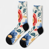 Bloemensocks met felle rood sokken (Links)