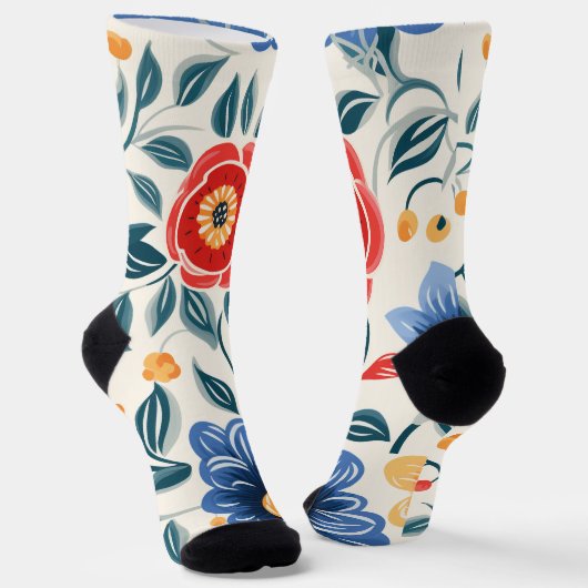 Bloemensocks met felle rood sokken (Gebogen)