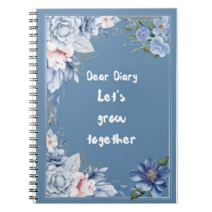 Bloemenspiraaljournaal Blauw Bloemen Notitieboek