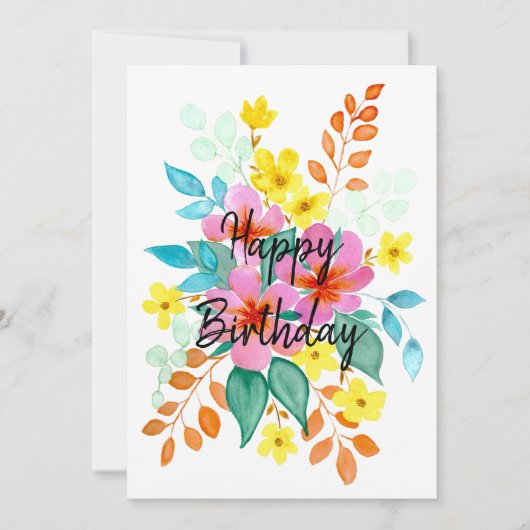 Bloemenspray verjaardagskaart kaart (Voorkant)