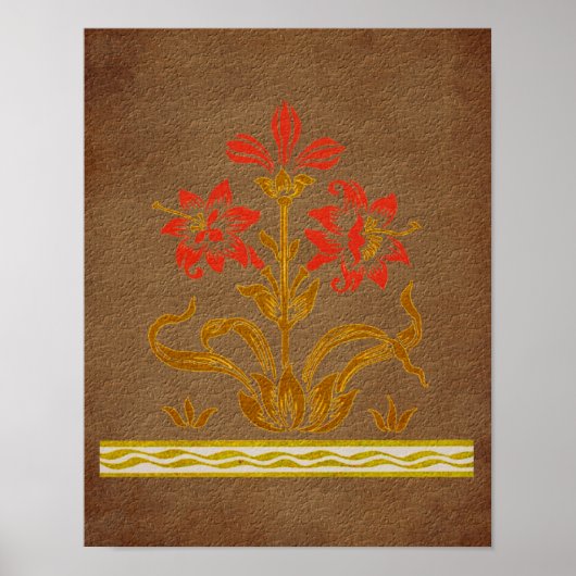 Bloemenstencil op verouderd papier kunst poster (Voorkant)