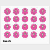 Bloemenstijl Bakery Cake & Stand Logo Roze Ronde Sticker (Vel)