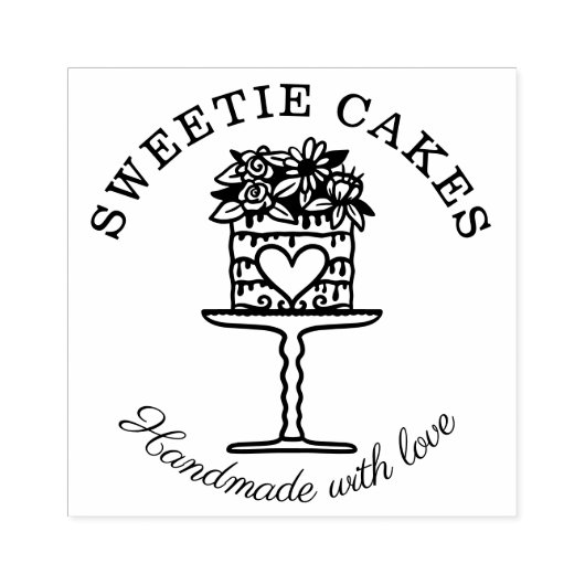 Bloemenstijl Bakkerijtaart & Stand Logo Rubberstempel (Afrduk)