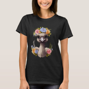 Bloemenstruisvogel Schattigee vogel Waterverf Art T-shirt