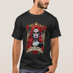 Bloemensuiker Schedel Dag van de Doden Dia De Muer T-shirt