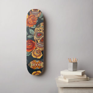 Bloemensuiker Schedel Shirt, Dag van de Doden Skateboard