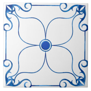 Bloemensymmetrie Mediterrane (blauwe) keramische T Tegeltje