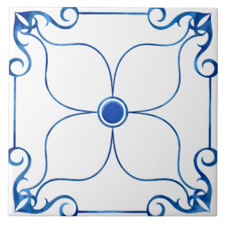 Bloemensymmetrie Mediterrane (blauwe) keramische T Tegeltje