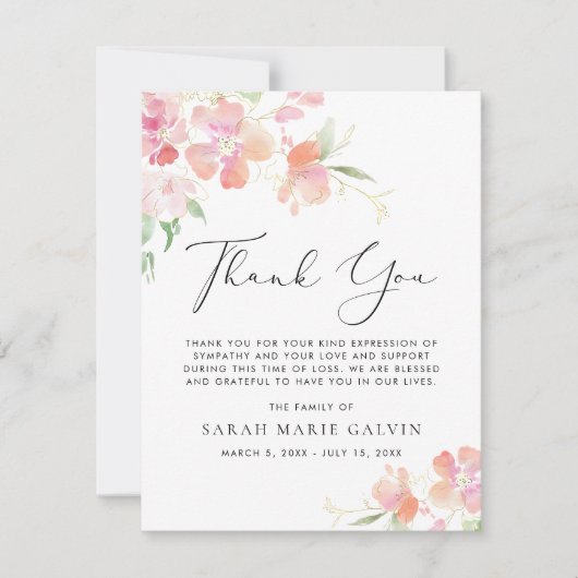 Bloemensympathie Uitvaart Dank u kaart (Voorkant)