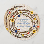 Bloementakken Burlap & Lace bruiloft uitnodiging (Voorkant / Achterkant)