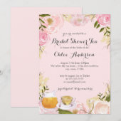 Bloementheekopje roze bruidsdouche uitnodiging (Voorkant / Achterkant)