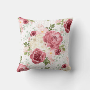 BLOEMENTIJM WATERCOLOR ROZE ROZEN KUSSENHOES KUSSEN