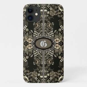 bloementjes Sepia Monogrammed iPhone 11 Hoesje