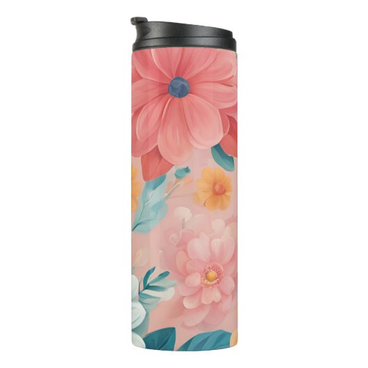 Bloementrommel – Stijlvol geïsoleerd bloemontwerp Thermosbeker (Geroteerd rechts)