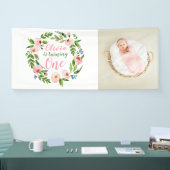 Bloementuin 1e verjaardag meisje foto spandoek (Beurs)