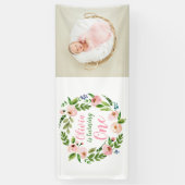 Bloementuin 1e verjaardag meisje foto spandoek (Verticaal)