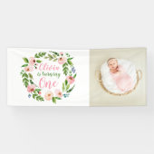 Bloementuin 1e verjaardag meisje foto spandoek (Horizontaal)