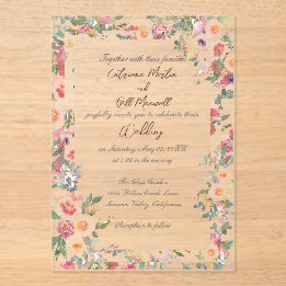 Bloementuin Acryl Clear Wedding Invitation Acryl Uitnodigingen
