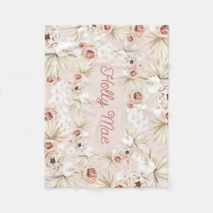 Bloementuin baby meisje boho bloemen gepersonalise fleece deken