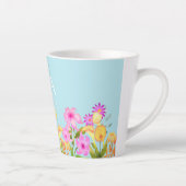 Bloementuin blauw monogram latte mok (Rechts)