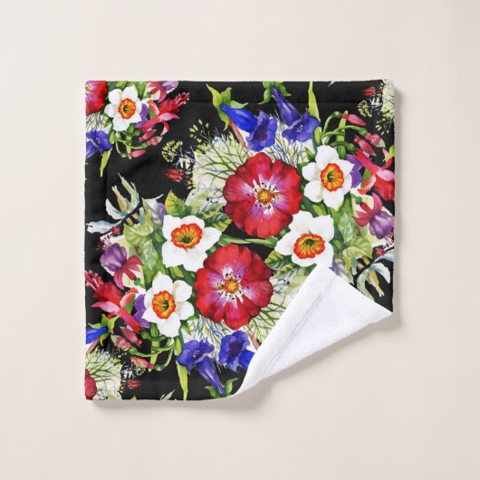 Bloementuin Bloemen Narcissus Bladgroen Rood Bad Handdoek (Wasdoekje)