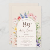 Bloementuin Boog grillig beige 89e verjaardag Kaart (Voorkant / Achterkant)