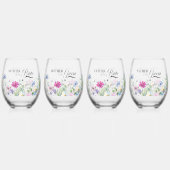 Bloementuin boven tafel bloemstuk bruiloft wijnglas zonder voet (Voorkant)