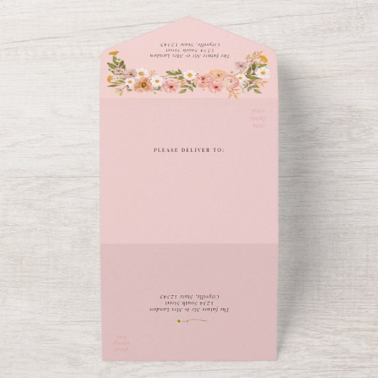 bloementuin bruiloft all in one uitnodiging (Buitenkant)