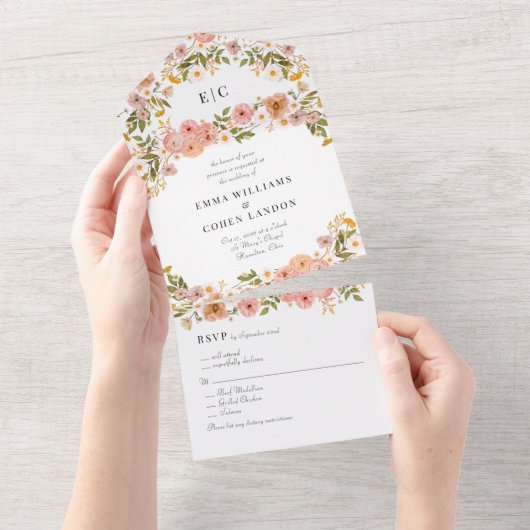 bloementuin bruiloft all in one uitnodiging (Afscheurbaar)