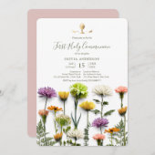 Bloementuin eerste communie uitnodiging (Voorkant / Achterkant)