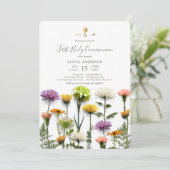 Bloementuin eerste communie uitnodiging (Staand voorkant)