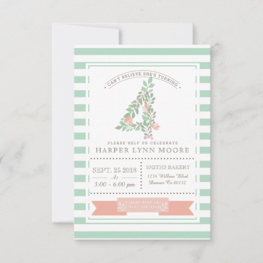 bloementuin | Eerste uitnodiging voor verjaardagsf (Voorkant)