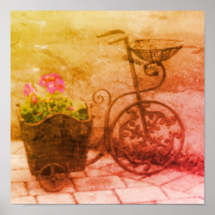 Bloementuin Fiets Gedecoreerde Kunst Poster